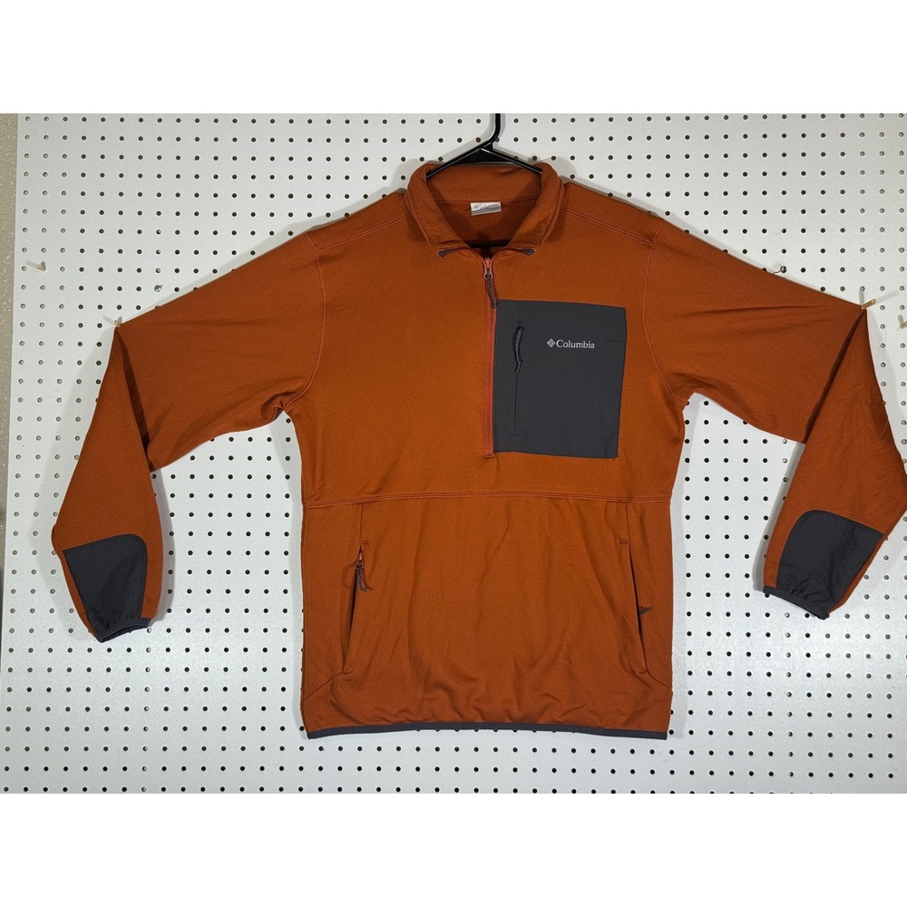 Columbia Mens Burnt Orange Quarter Zip Fleece Pullover Jacket AO9918 Size Medium